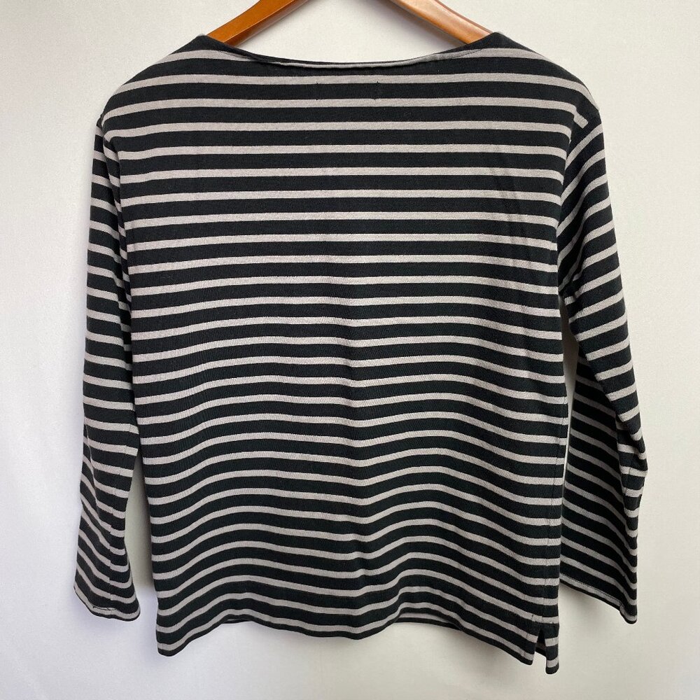 Everlane Womens Striped Boat Neck Top Size S Black Gray Long Sleeve Shirt